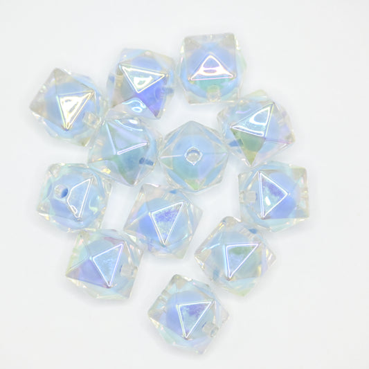 12pcs 20mm Acrylic Cube Beads with Little Blue Ball inside Square Faceted DIY Beading Hairband Bracelets Necklace Craft