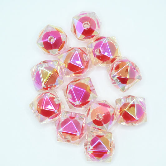 12pcs 20mm Acrylic Cube Beads with Little Red Ball inside Square Faceted DIY Beading Hairband Bracelets Necklace Craft