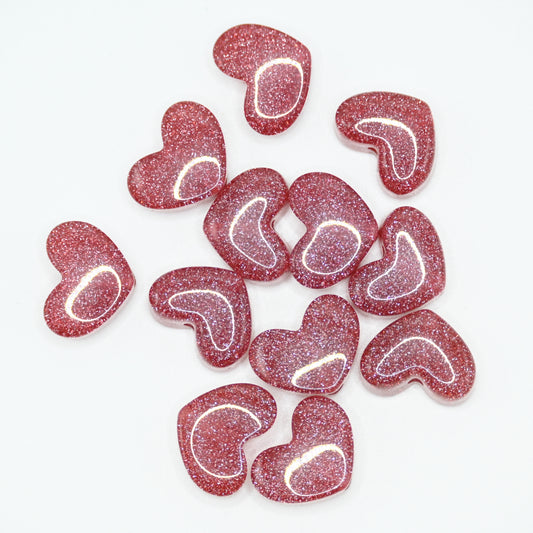12pcs Red Healing Loose Beads Flat Heart Shape Natural Necklace Stone Pendants Crystal for Jewelry Making DIY Craft