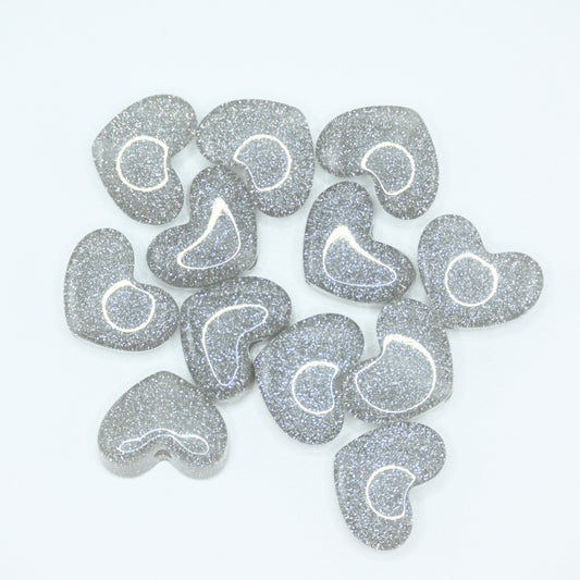 12pcs Gray Healing Loose Beads Flat Heart Shape Natural Necklace Stone Pendants Crystal for Jewelry Making DIY Craft