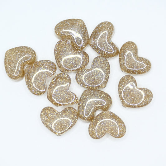 12pcs Golden Healing Loose Beads Flat Heart Shape Natural Necklace Stone Pendants Crystal for Jewelry Making DIY Craft