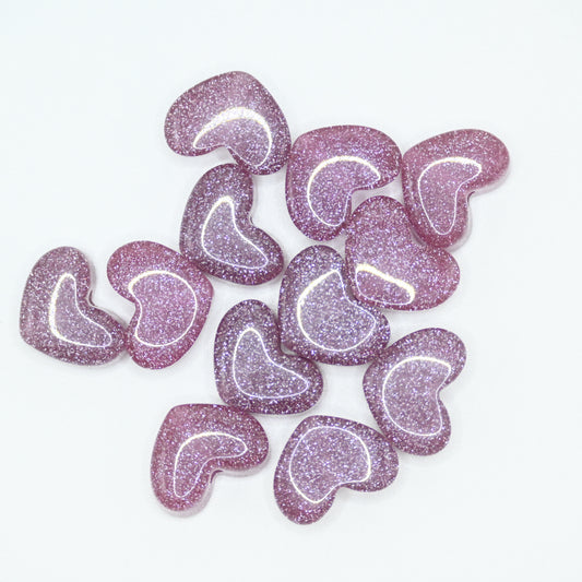 12pcs Purple Healing Loose Beads Flat Heart Shape Natural Necklace Stone Pendants Crystal for Jewelry Making DIY Craft