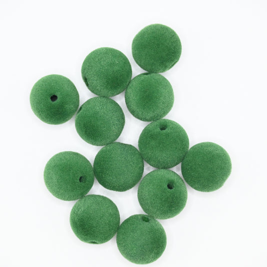 12pcs Green Pompoms Beads for DIY Jewelry Making and Handicrafts Accessories