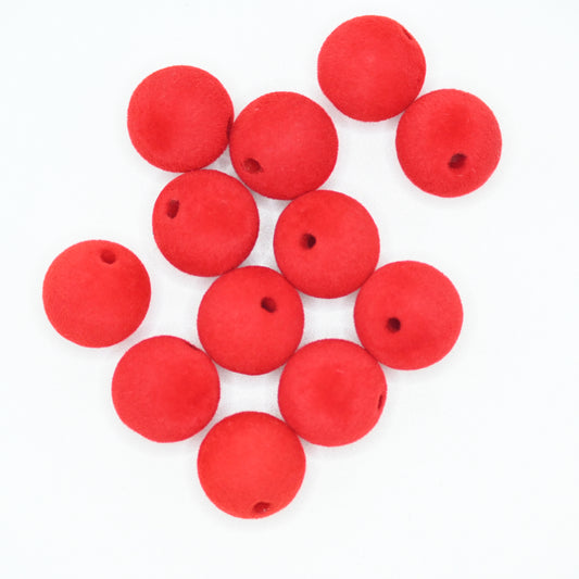 12pcs Red Pompoms Beads for DIY Jewelry Making and Handicrafts Accessories