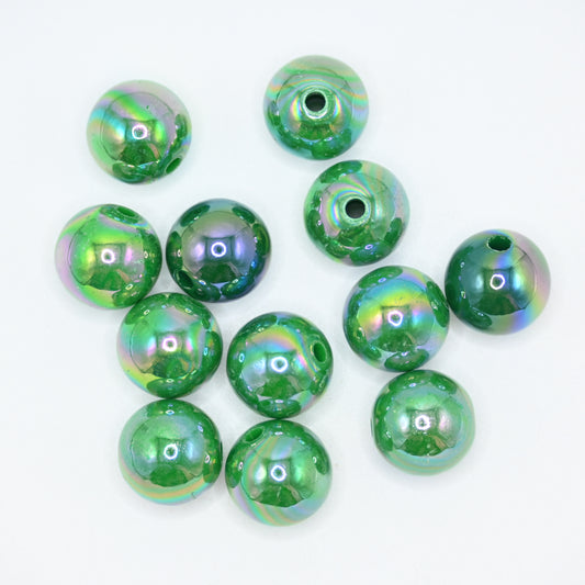 12pcs 16mm Acrylic Beads Ab Green Color Pen Beads Beads for DIY for Jewelry Making Bracelets Beadable Pens