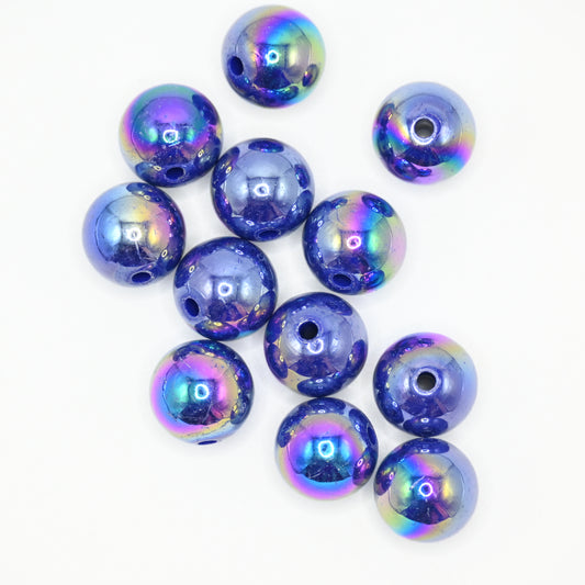 12pcs 16mm Acrylic Beads Ab Blue Color Pen Beads Beads for DIY for Jewelry Making Bracelets Beadable Pens