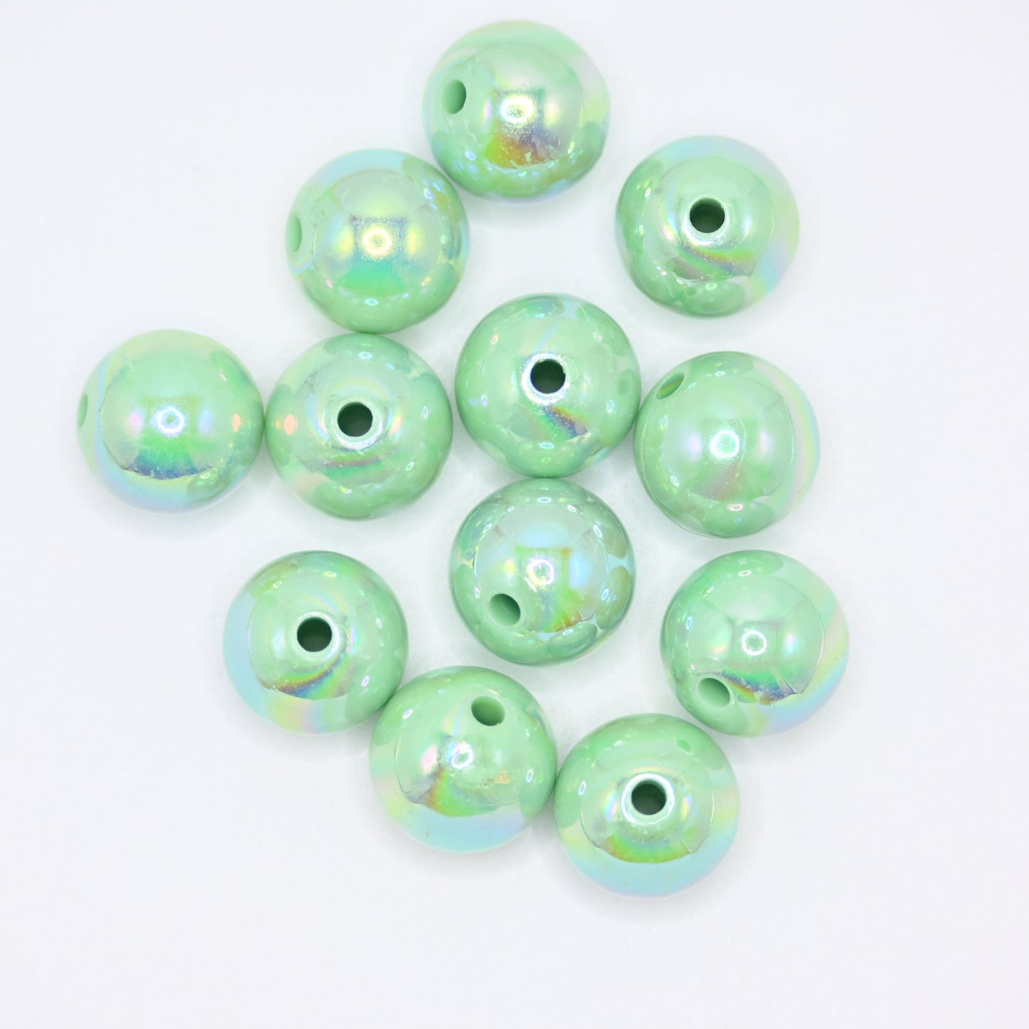 12pcs 16mm Acrylic Beads Ab Light Green Color Pen Beads Beads for DIY for Jewelry Making Bracelets Beadable Pens
