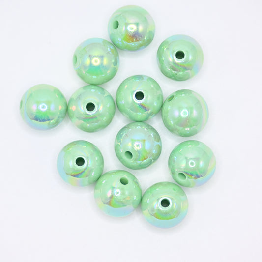 12pcs 16mm Acrylic Beads Ab Light Green Color Pen Beads Beads for DIY for Jewelry Making Bracelets Beadable Pens