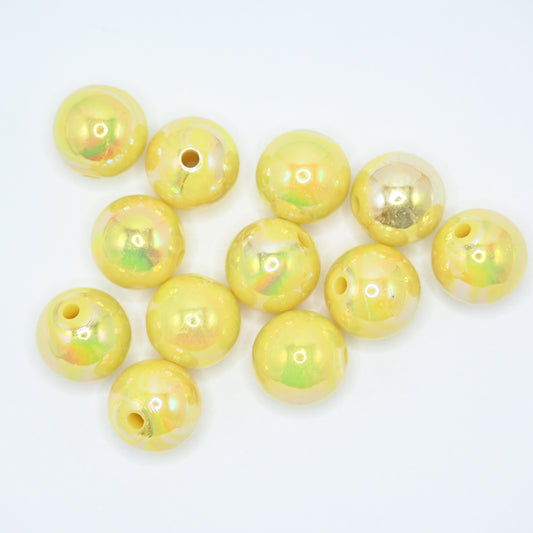 12pcs 16mm Acrylic Beads Ab Yellow Color Pen Beads Beads for DIY for Jewelry Making Bracelets Beadable Pens