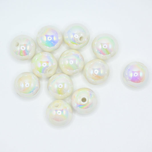 12pcs 16mm Acrylic Beads Ab White Color Pen Beads Beads for DIY for Jewelry Making Bracelets Beadable Pens