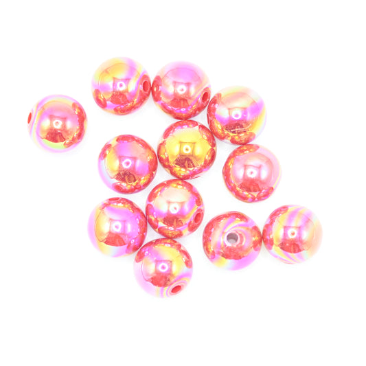 12pcs 16mm Acrylic Beads Ab Red Color Pen Beads Beads for DIY for Jewelry Making Bracelets Beadable Pens