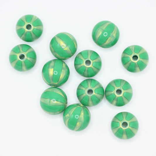12pcs 16mm Green Stripe Beads for Pen Jewelry Chain Making Craft Spacer Supplies