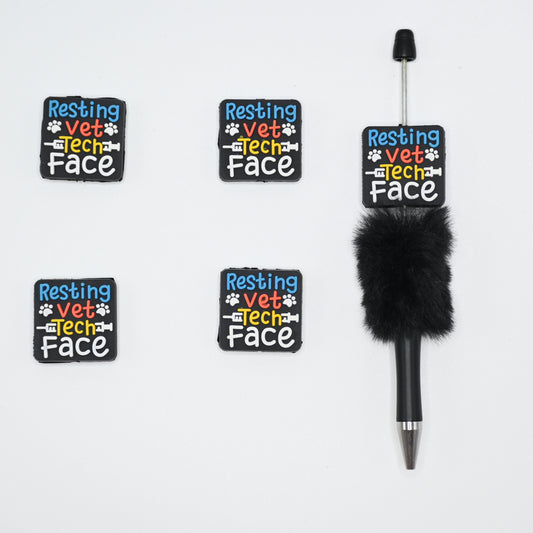 Resting Vet Tech Face Silicone Focal Beads For Pen