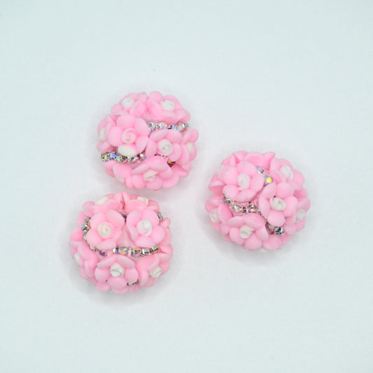 Pink Flower Shape Rhinestones for Beadable Pens Keychain Making