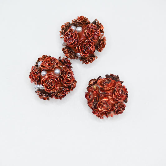 Golden Rose Shape Rhinestones for Beadable Pens Keychain Making