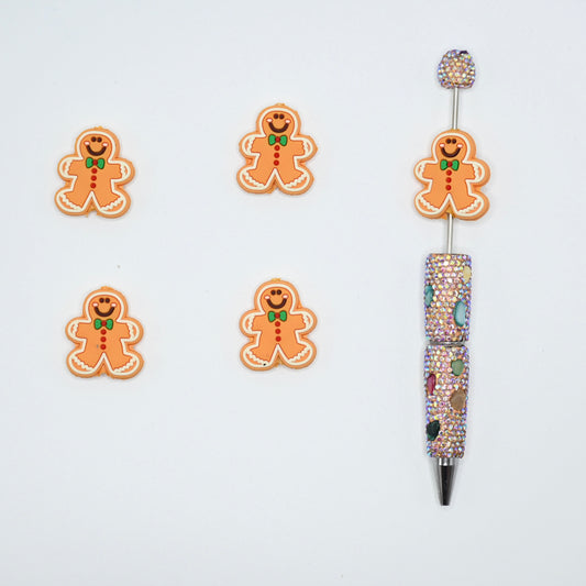 Gingerbread Man Silicone Focal Beads For Pen