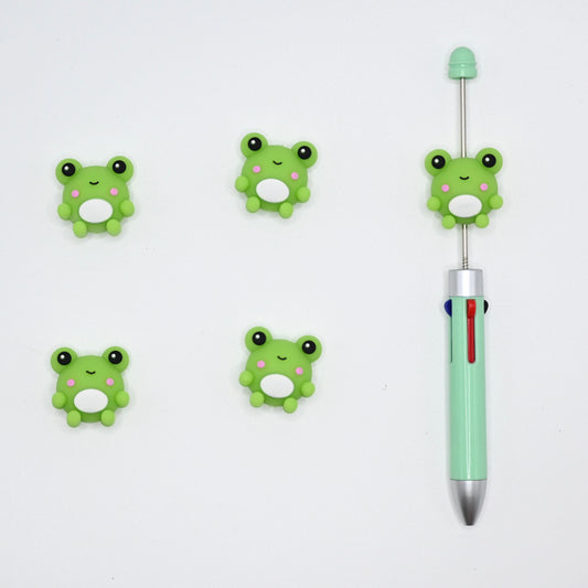 3D Cute Frog with Big Eyes Silicone Focal Beads For Pen