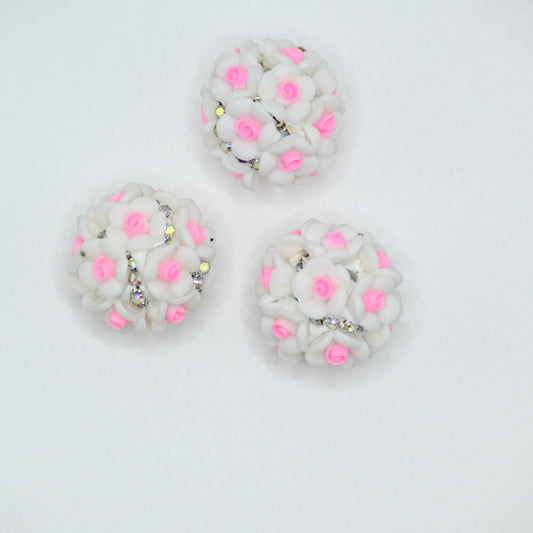 White Flower Shape Rhinestones for Beadable Pens Keychain Making