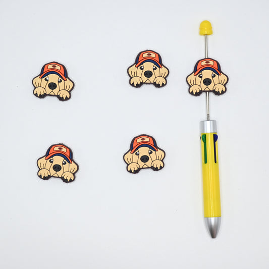 Cute Yellow Labrador Dog Wearing A Hat Silicone Focal Beads For Pen