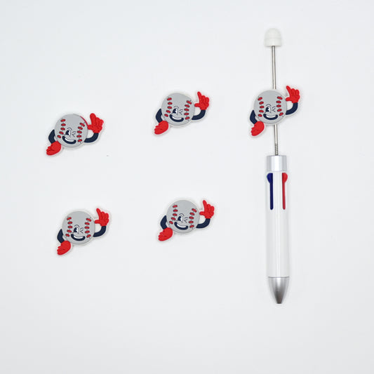 Baseball with Two Hands Silicone Focal Beads For Pen