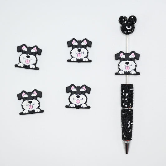 Cute Dog Stick out Tongue Silicone Focal Beads For Pen