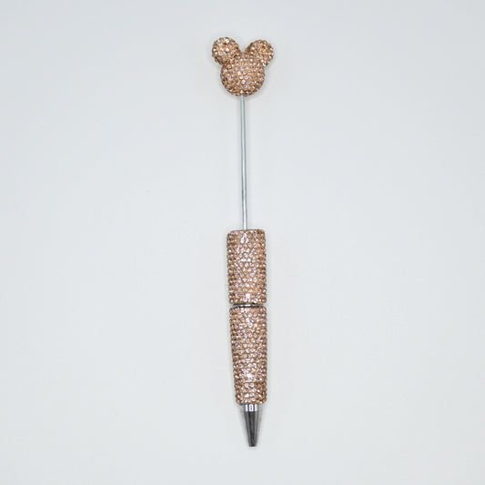 Golden Color Full Rhinestones Pen for Beads With Mouse Head